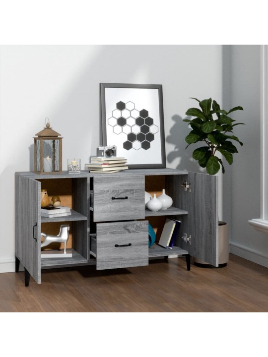 Kumode, pelēka ozolkoka krāsa, 100x36x60 cm, inženierijas koks