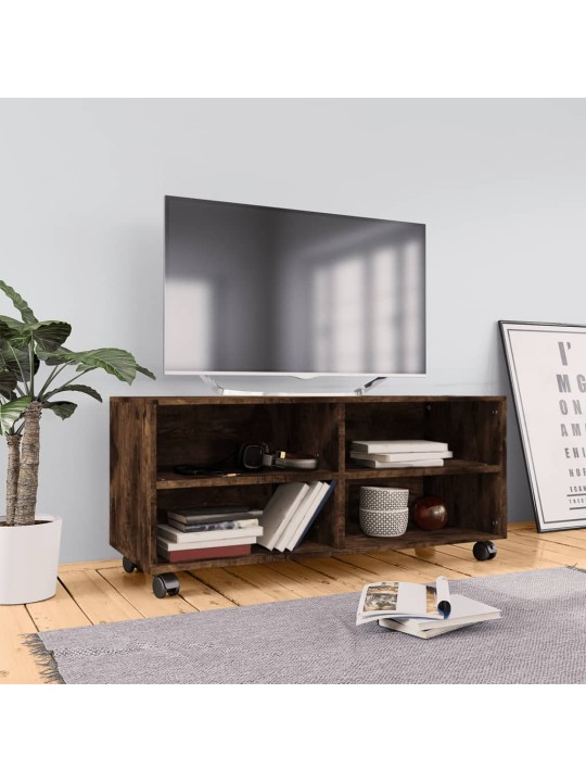 Tv skapītis ar ritenīšiem, ozola krāsa, 90x35x35 cm, koks