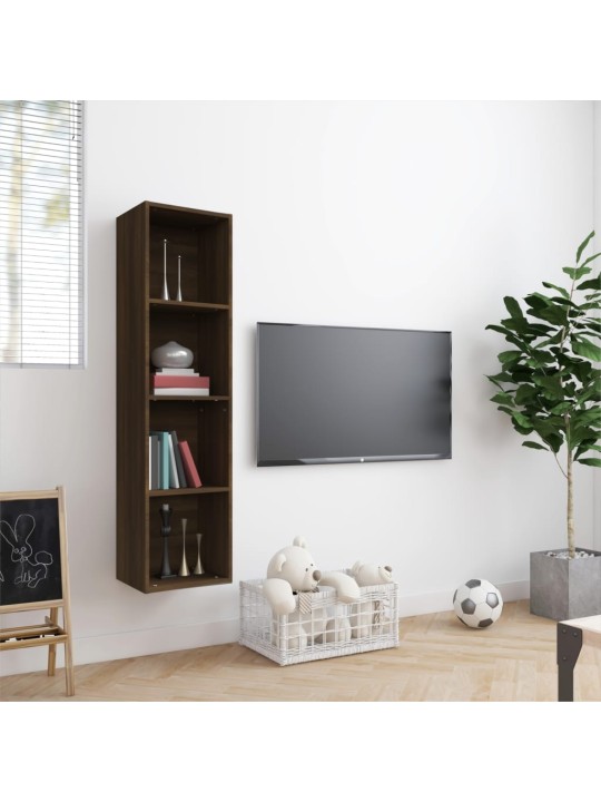 Grāmatu skapītis/tv skapītis, brūna ozola, 143x30x36 cm