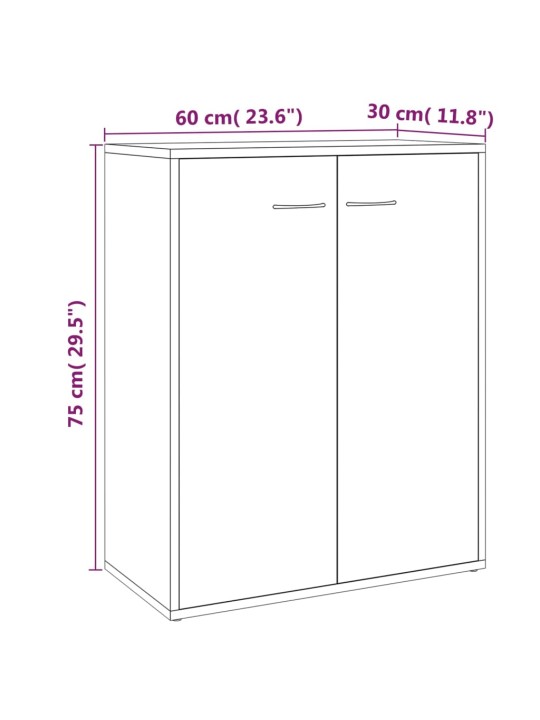 Kumode, ozolkoka krāsa, 60x30x75 cm, inženierijas koks