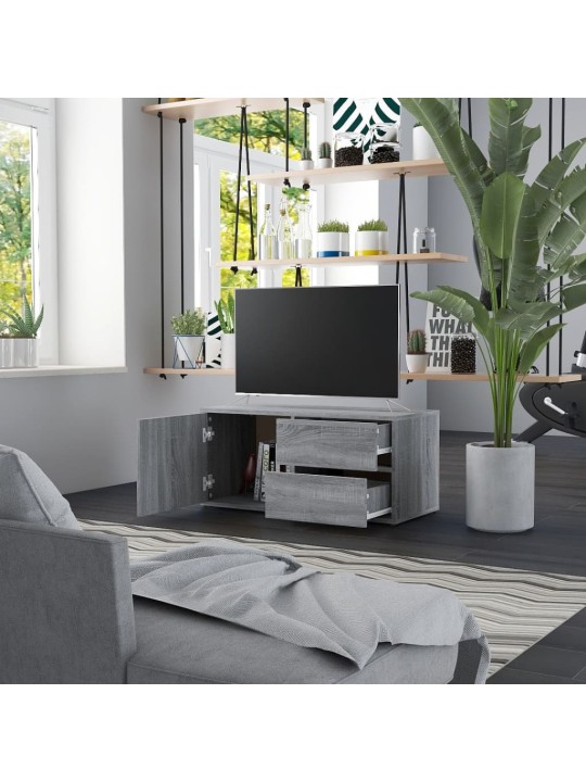 Tv skapītis, pelēka ozolkoka, 80x34x36 cm, inženierijas koks