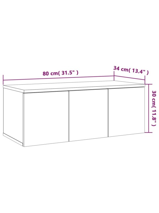 Tv skapītis, pelēka ozolkoka, 80x34x30 cm, inženierijas koks