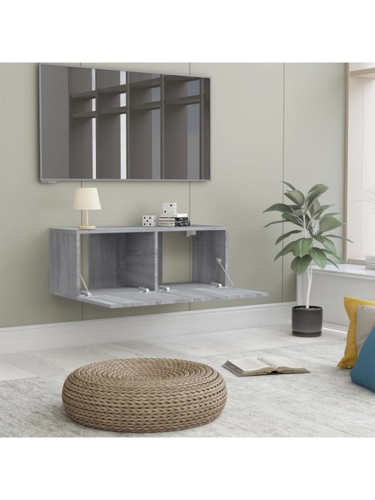 Tv skapītis, pelēka ozola, 80x30x30 cm, inženierijas koks