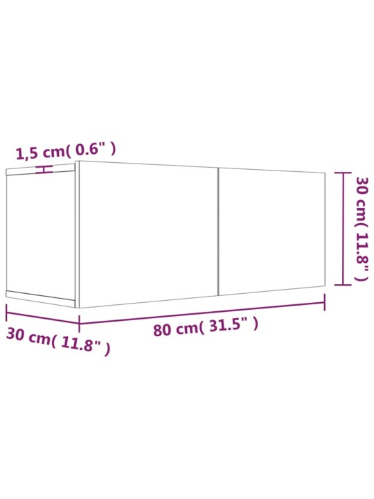 Tv skapītis, pelēka ozola, 80x30x30 cm, inženierijas koks