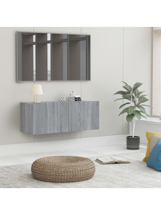Tv skapītis, pelēka ozola, 80x30x30 cm, inženierijas koks