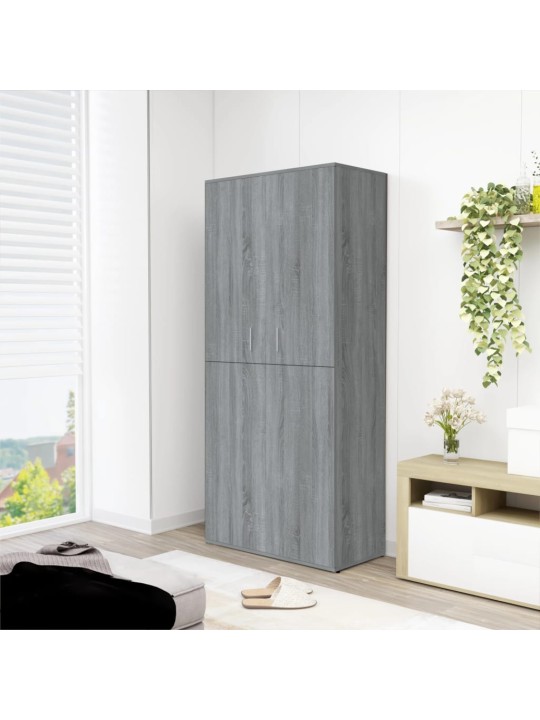 Apavu skapis, pelēka ozolkoka, 80x39x178 cm, inženierijas koks