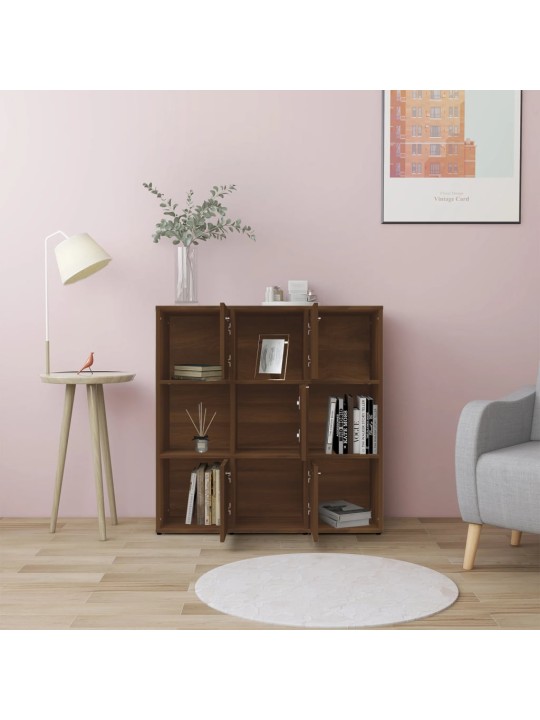 Grāmatu skapis, ozola krāsa, 90x30x90 cm, inženierijas koks