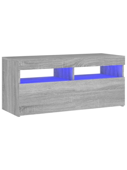 Tv skapītis ar led lampiņām, pelēka ozolkoka krāsa, 90x35x40 cm