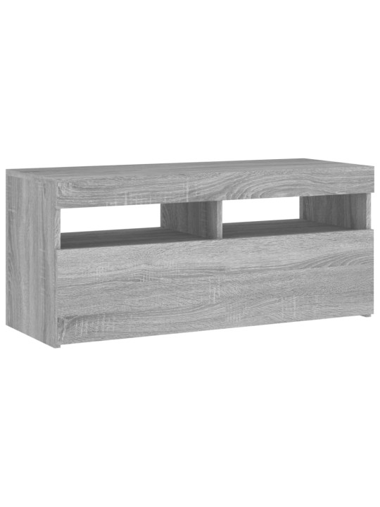 Tv skapītis ar led lampiņām, pelēka ozolkoka krāsa, 90x35x40 cm