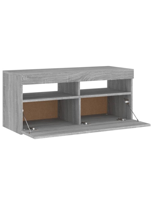 Tv skapītis ar led lampiņām, pelēka ozolkoka krāsa, 90x35x40 cm