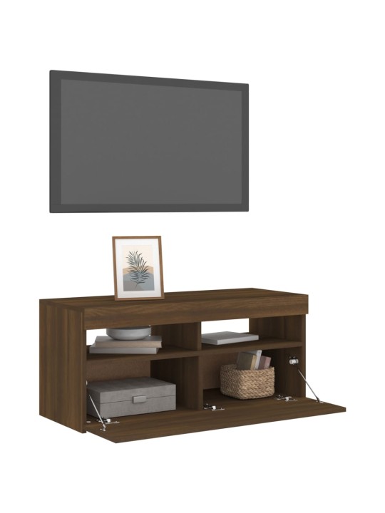 Tv skapītis ar led apgaismojumu, ozolkoka krāsa, 90x35x40 cm