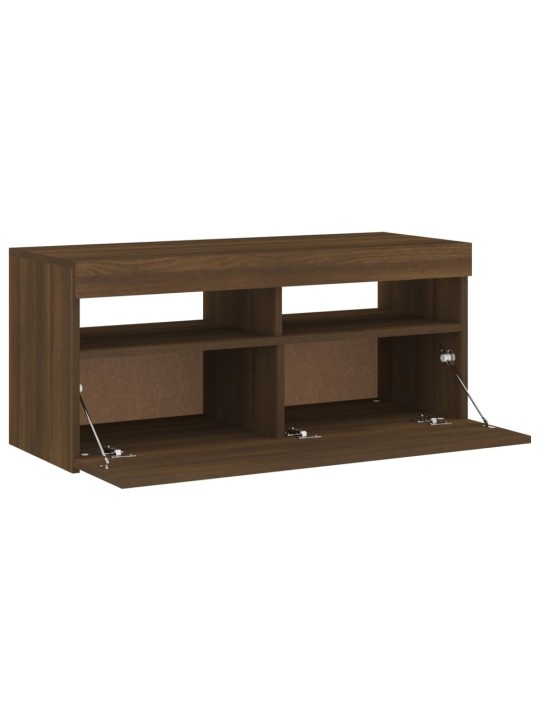 Tv skapītis ar led apgaismojumu, ozolkoka krāsa, 90x35x40 cm