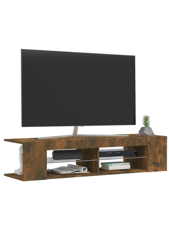 Tv galdiņš ar led lampiņām, ozolkoka krāsa, 135x39x30 cm