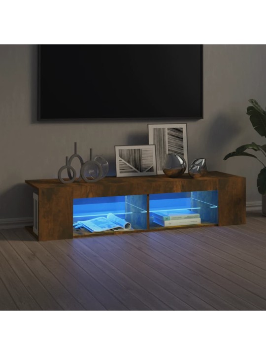 Tv galdiņš ar led lampiņām, ozolkoka krāsa, 135x39x30 cm