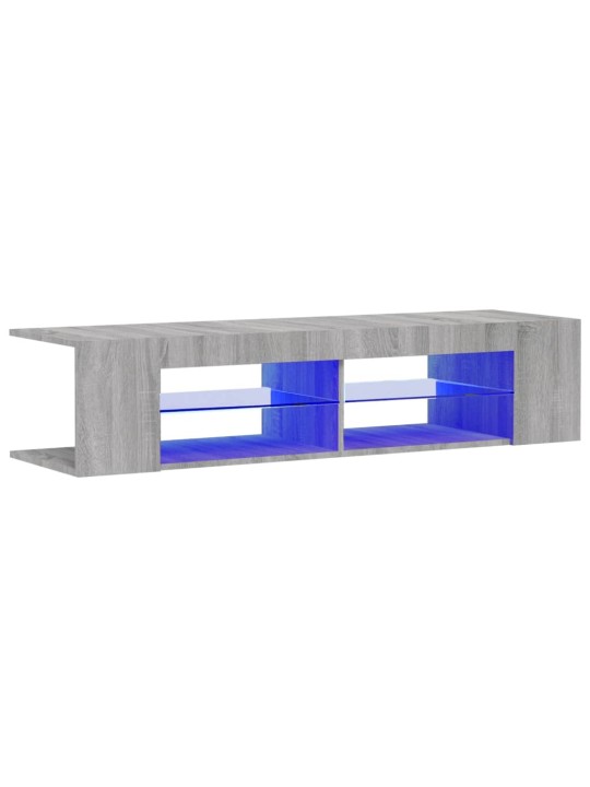 Tv galdiņš ar led lampiņām, pelēka ozolkoka, 135x39x30 cm