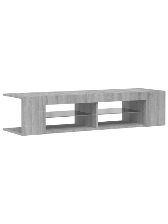 Tv galdiņš ar led lampiņām, pelēka ozolkoka, 135x39x30 cm
