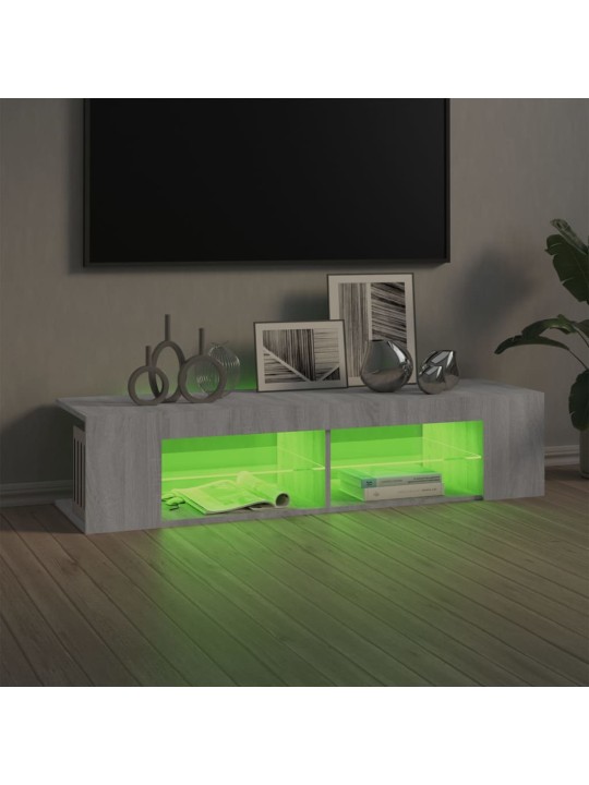 Tv galdiņš ar led lampiņām, pelēka ozolkoka, 135x39x30 cm