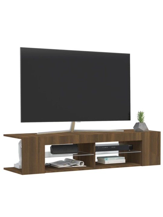 Tv galdiņš ar led lampiņām, ozolkoka krāsa, 135x39x30 cm