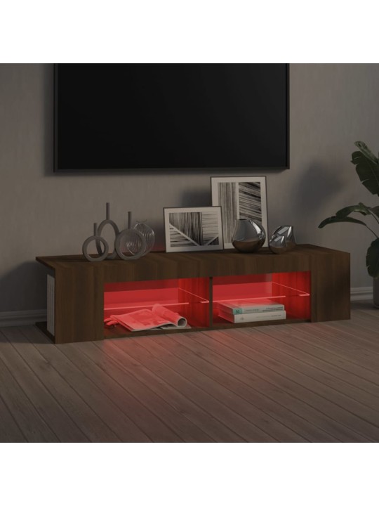 Tv galdiņš ar led lampiņām, ozolkoka krāsa, 135x39x30 cm