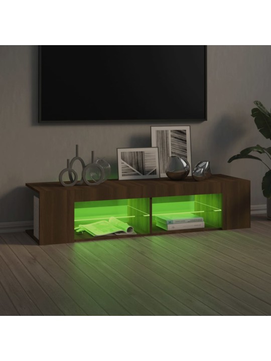 Tv galdiņš ar led lampiņām, ozolkoka krāsa, 135x39x30 cm