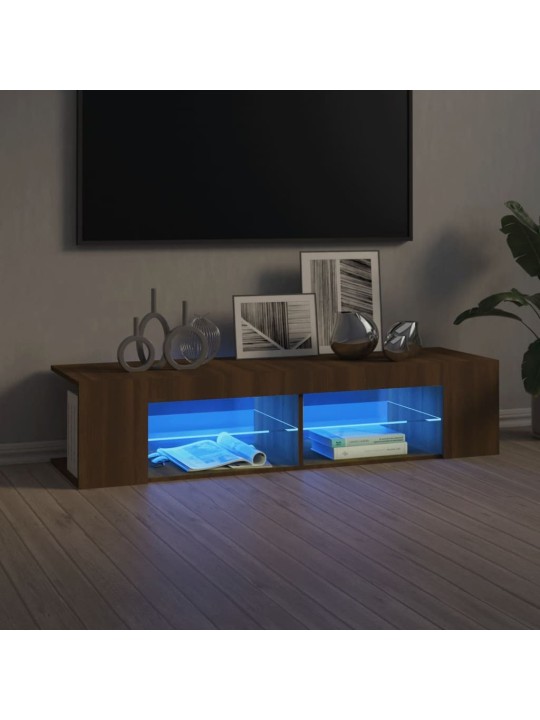Tv galdiņš ar led lampiņām, ozolkoka krāsa, 135x39x30 cm