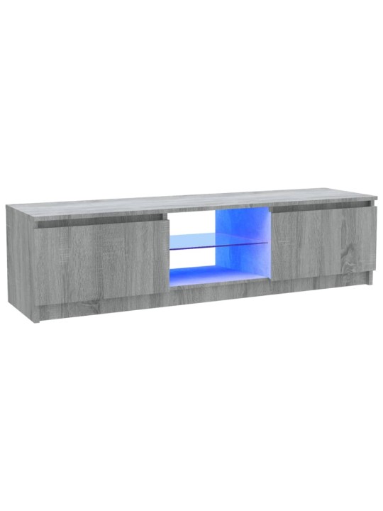 Tv skapītis ar led gaismiņām, pelēka ozolkoka, 120x30x35,5 cm