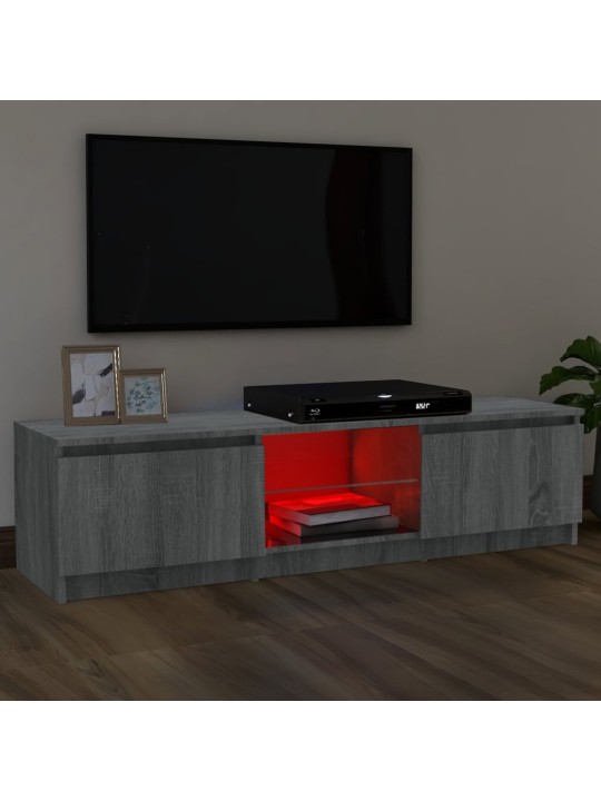 Tv skapītis ar led gaismiņām, pelēka ozolkoka, 120x30x35,5 cm