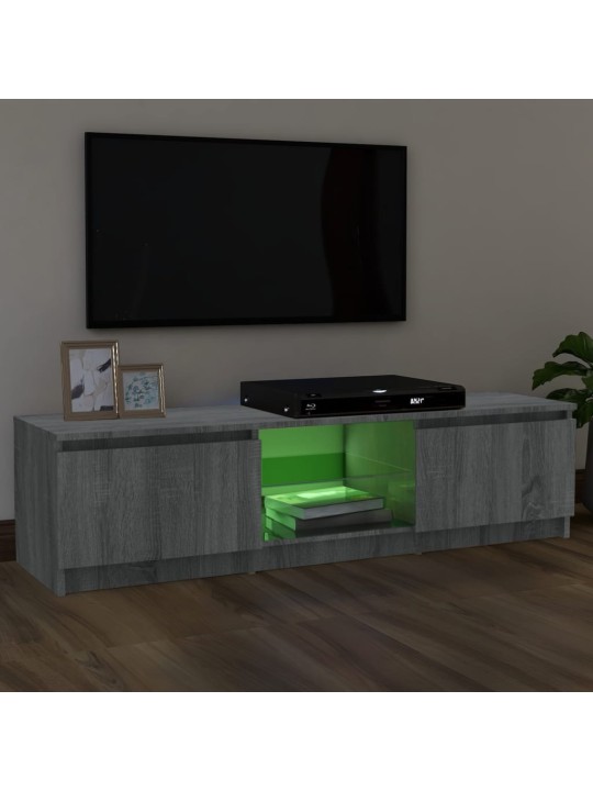 Tv skapītis ar led gaismiņām, pelēka ozolkoka, 120x30x35,5 cm