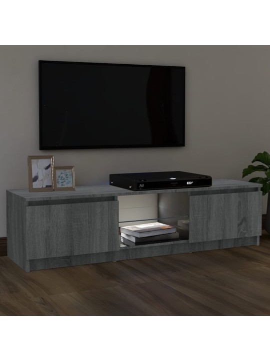 Tv skapītis ar led gaismiņām, pelēka ozolkoka, 120x30x35,5 cm