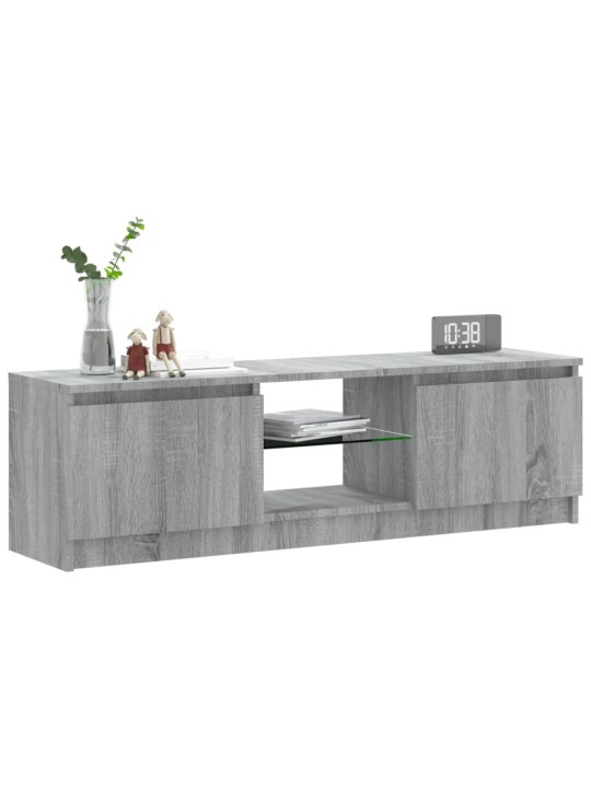 Tv skapītis ar led gaismiņām, pelēka ozolkoka, 120x30x35,5 cm