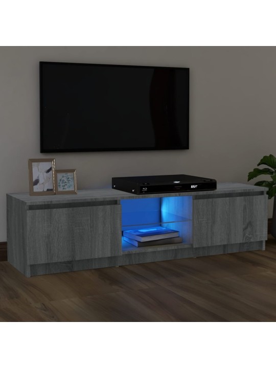 Tv skapītis ar led gaismiņām, pelēka ozolkoka, 120x30x35,5 cm