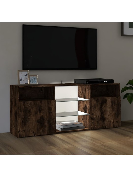 Tv skapītis ar led lampiņām, ozolkoka krāsa, 120x30x50 cm