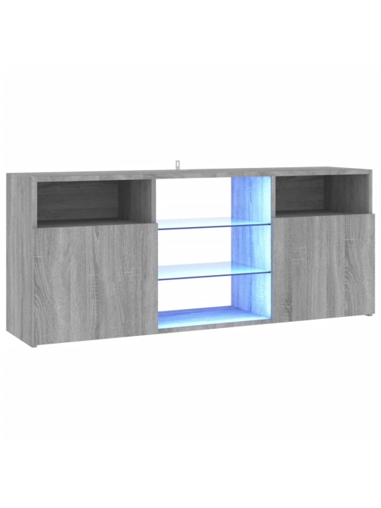 Tv galdiņš ar led lampiņām, pelēka ozolkoka, 120x30x50 cm