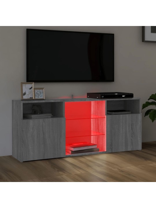 Tv galdiņš ar led lampiņām, pelēka ozolkoka, 120x30x50 cm
