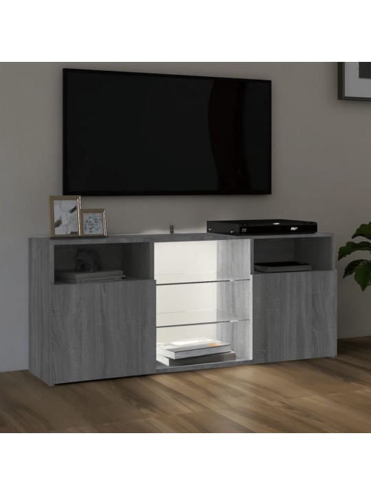 Tv galdiņš ar led lampiņām, pelēka ozolkoka, 120x30x50 cm