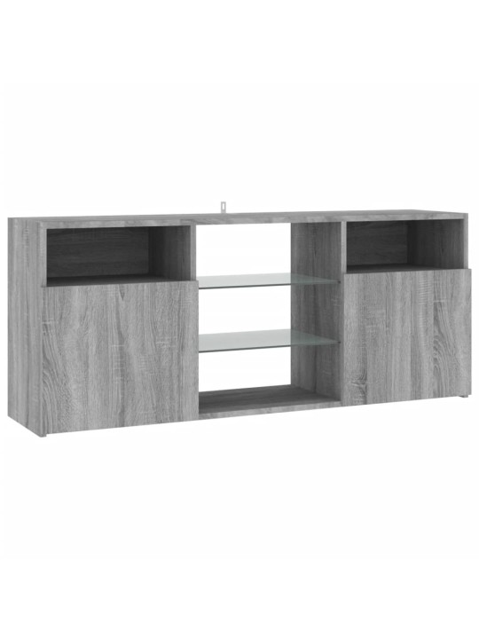 Tv galdiņš ar led lampiņām, pelēka ozolkoka, 120x30x50 cm