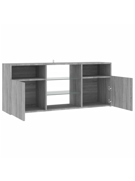 Tv galdiņš ar led lampiņām, pelēka ozolkoka, 120x30x50 cm