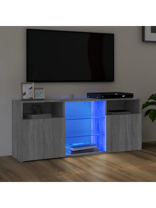 Tv galdiņš ar led lampiņām, pelēka ozolkoka, 120x30x50 cm