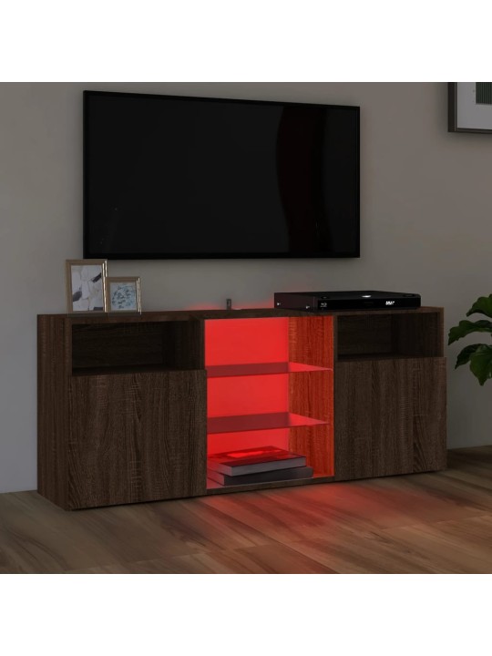Tv skapītis ar led lampiņām, ozolkoka krāsa, 120x30x50 cm