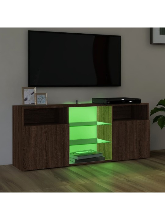 Tv skapītis ar led lampiņām, ozolkoka krāsa, 120x30x50 cm