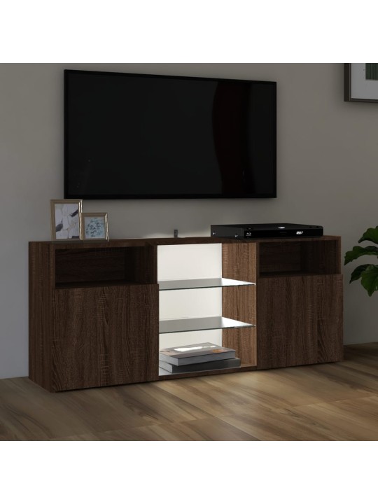 Tv skapītis ar led lampiņām, ozolkoka krāsa, 120x30x50 cm