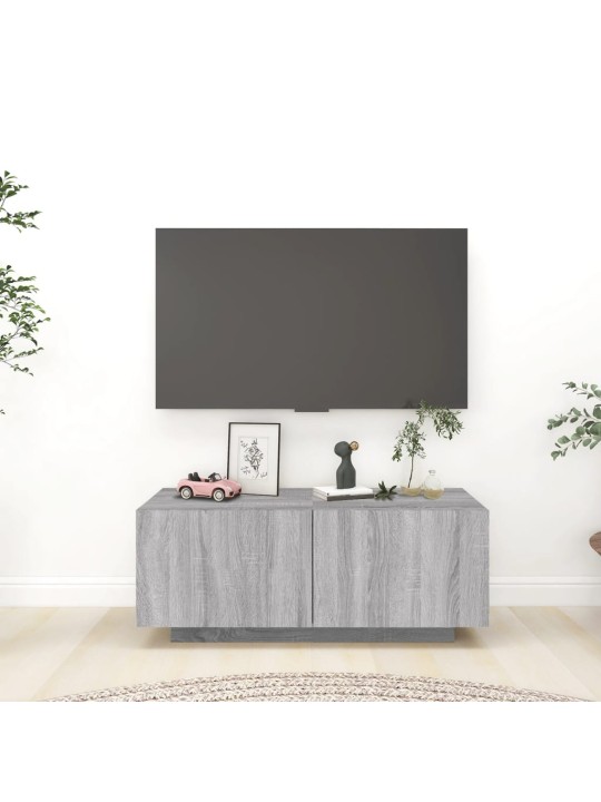 Tv skapītis, pelēka ozolkoka, 100x35x40 cm, inženierijas koks