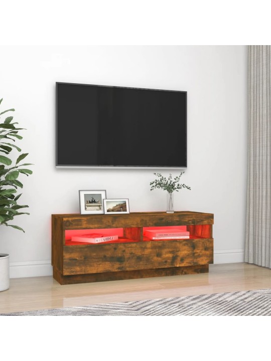 Tv skapītis ar led lampiņām, ozolkoka krāsa, 100x35x40 cm