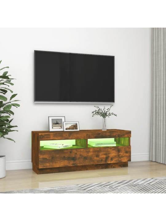 Tv skapītis ar led lampiņām, ozolkoka krāsa, 100x35x40 cm