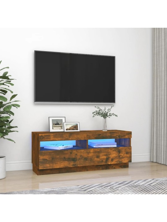 Tv skapītis ar led lampiņām, ozolkoka krāsa, 100x35x40 cm