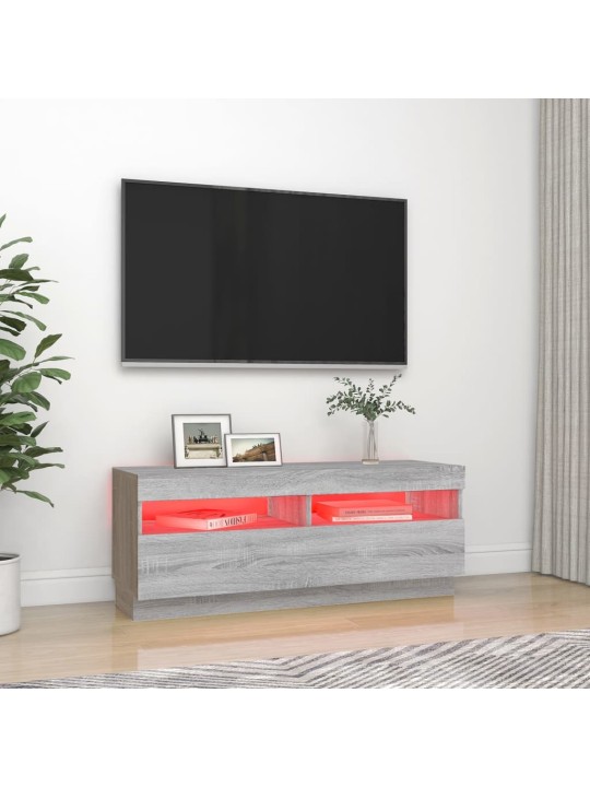 Tv skapītis ar led lampiņām, pelēka ozola krāsa, 100x35x40 cm