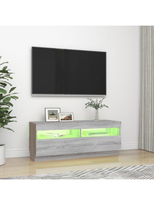Tv skapītis ar led lampiņām, pelēka ozola krāsa, 100x35x40 cm