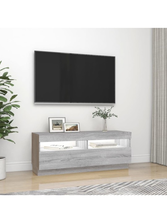 Tv skapītis ar led lampiņām, pelēka ozola krāsa, 100x35x40 cm