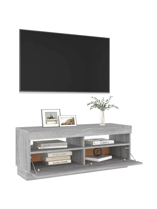 Tv skapītis ar led lampiņām, pelēka ozola krāsa, 100x35x40 cm