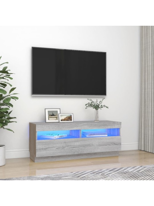 Tv skapītis ar led lampiņām, pelēka ozola krāsa, 100x35x40 cm